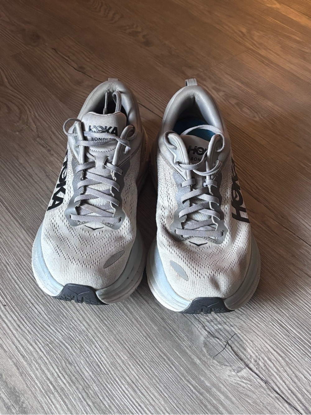 Hoka Light Gray & Black Running Sneakers